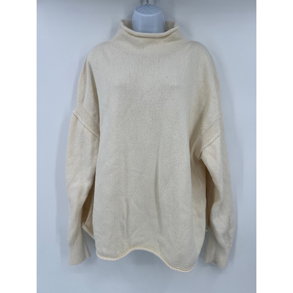 Free People We The Free XL Cream 100% Cotton Torres Roll Neck Sweater Slouchy